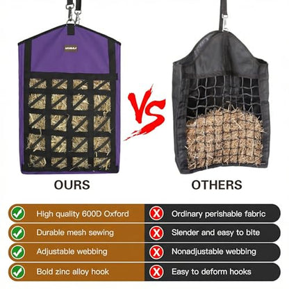 Ultra Slow Feed Horse Hay Bag Net Front, 3Pack (1 Black +2 Purple) - color: 1 Black+2 Purple