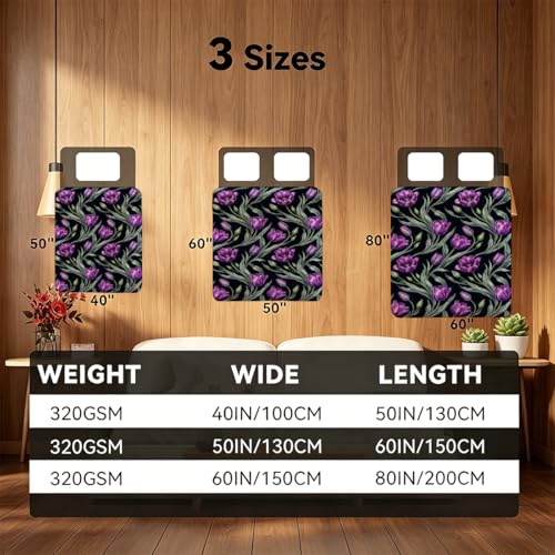 Purple Tulip Blanket, Ultra-Soft Flannel Fleece Throw 60" x 80" - color: Purple Tulip, size: 60"x80"