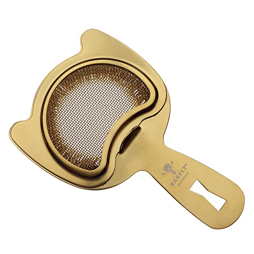 Barfly Fine Mesh Spring Strainer, Gold Plated - color: Gold