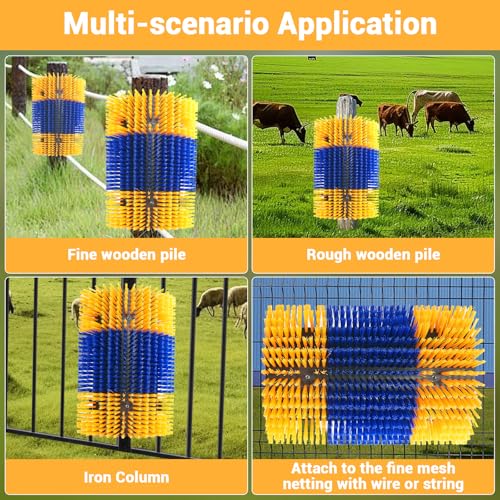 GarveeHome Livestock Scratch Brushes, Horse Scratcher Full Massage Grooming Brush Kit, Cow Brush Relieve Itching on the Back of Livestock for Horse Cow Cattle Sheep Pig Goat - color: Blue yellow 2