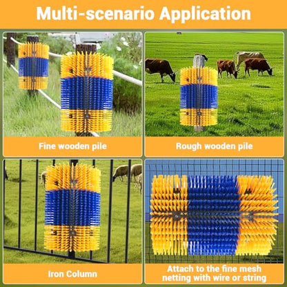 Garvee Livestock Scratch Brushes, Horse Scratcher Full Massage Grooming Brush Kit, Hard Silk Ranch Cow Brush Relieve Itching on the Back of Livestock for Horse Cow Cattle Sheep Pig Goat