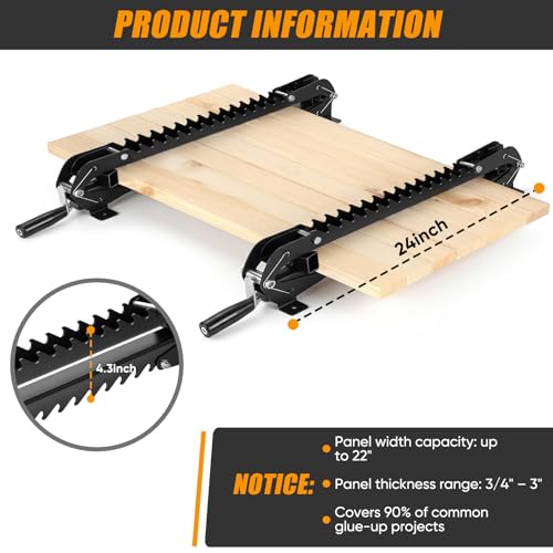 24" panel clamps woodworking 2 Pack, 4-Way Pressure Parallel Clamp | For Cabinet, Tabletops, Board Cabinet, Adjustable Parallelogram Couplers, Cutting Board Clamps For Precision