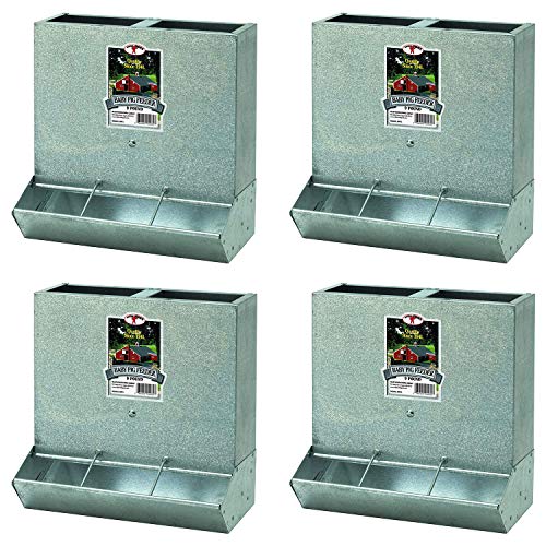 Little Giant BPF3 Heavy Duty Mountable 3 Hole Baby Piglet Livestock Trough Feeder, 9 Pound Capacity (4 Pack)