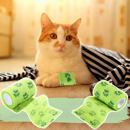 Geiserailie 6 Rolls No Chew Bandage for Dogs Self Adhesive Non-Woven Bitter Bandage Wrap for Dogs' Legs Paws Wounds Cats Animal, Green(3 Inches X 5 yd) - size: 3 Inches X 5 yd