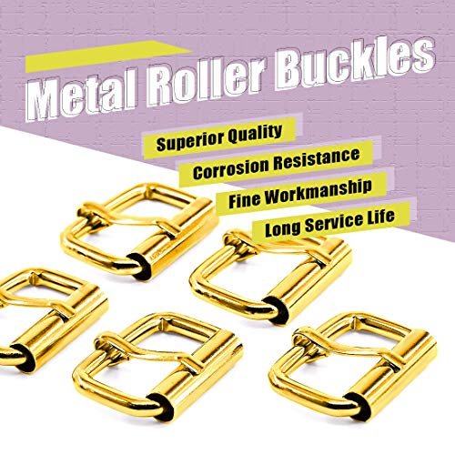 Swpeet 60Pcs 1 Inch / 25mm Heavy Duty Metal Ring Buckle Webbing Belts - color: Gold, style: Metal Roller Buckles