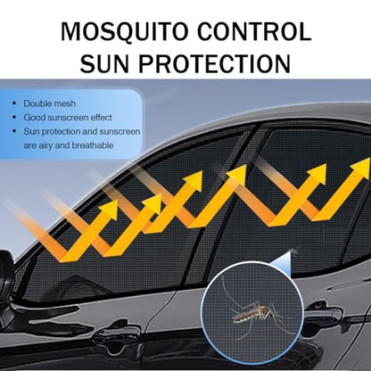 4 PCS Car Side Window Sunshade Net Combination Kit, Front Rear Window Glass Double-Layer Design Breathable High-Density Elastic Mesh, Modification Accessory, Suitable for Most SUVs (Black)