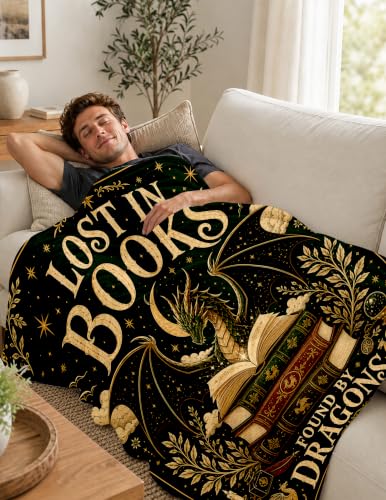 Fantasy Book Gifts，Book Dragon Blanket for Read Lovers 60 * 50 | Reading Gifts for Readers Bookish Librarian Bookworm Dragon Lovers, Fourth Wing Blanket Birthday Christmas Fantasy Gifts - color: Dargon Reading