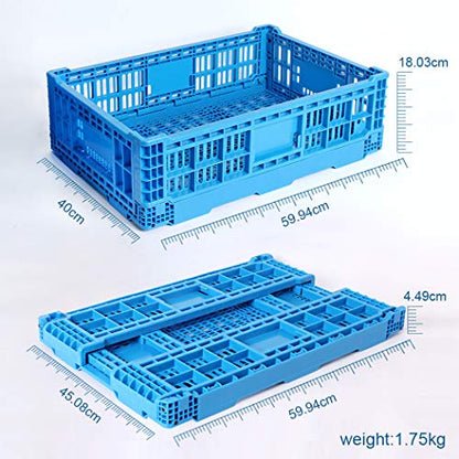 Collapsible Storage Bin Containe，43 Liter Transfer box,crate Transit storage of various items (23.6" L x 15.7" W x 7.1" H) - size: 23.6" L x 15.7" W x 7.1" H