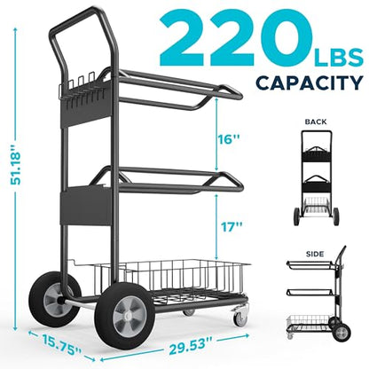 Homestead 220 Lbs Rolling Saddle Rack Cart with Basket – Heavy Duty Saddle Stand for Western Horse Gear, Organizers and Storage for Tack Room, Bridle, Horse Lovers, Cowboy - 3 Tier Saddle Rack Carts - size: 220 Lbs