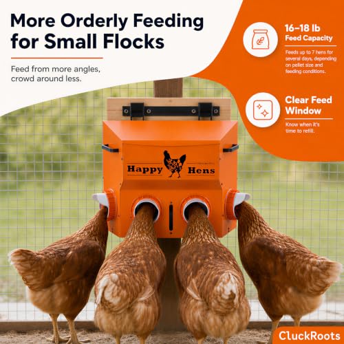CluckRoots Metal Chicken Feeder 16-18 Lb No Waste Hanging Feeder