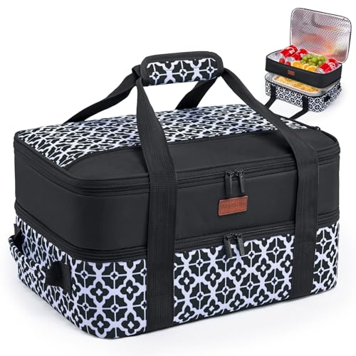 BAGSPRITE Double-Layer Insulated Casserole Carrier for 9" x 13" Baking Dish - color: Black