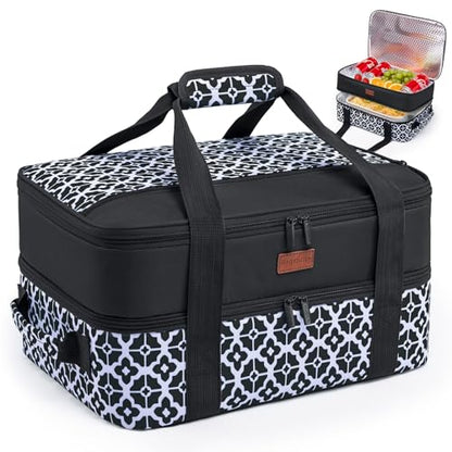 BAGSPRITE Double-Layer Insulated Casserole Carrier for 9" x 13" Baking Dish - color: Black