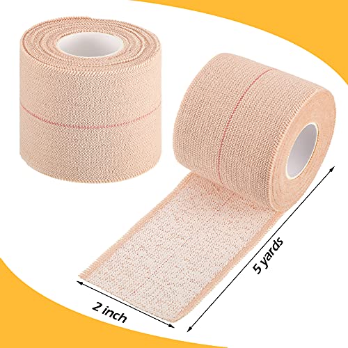 Nuanchu 2 Rolls Adhesive Elastic Tape Bandage Wrap, 2 Inch Wide, Apricot - color: Beige, size: 15 Foot (Pack of 2)