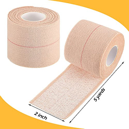 Nuanchu 2 Rolls Adhesive Elastic Tape Bandage Wrap, 2 Inch Wide, Apricot - color: Beige, size: 15 Foot (Pack of 2)