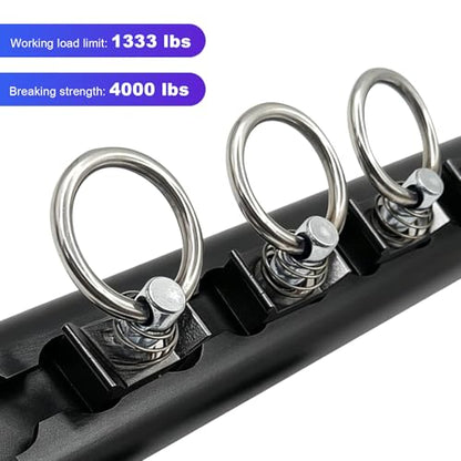 12 PCS L Track Tie Down O Ring, 4000LBS Capacity Single Stud L-Track Fitting with Stainless Steel Round Ring, 360° Rotating L-Track Tie Down Fitting for Sedans Trucks Trailers
