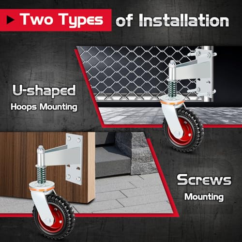 8 Inch Heavy Duty Fence Gate Wheel 600lb Capacity for Metal Tube Gates | 360 Degree Rotation Spring Loaded Caster Includes Screws and Screwdriver Durable Wheel for Smooth Gate Operation (Silver) - size: 8INCH SILVER