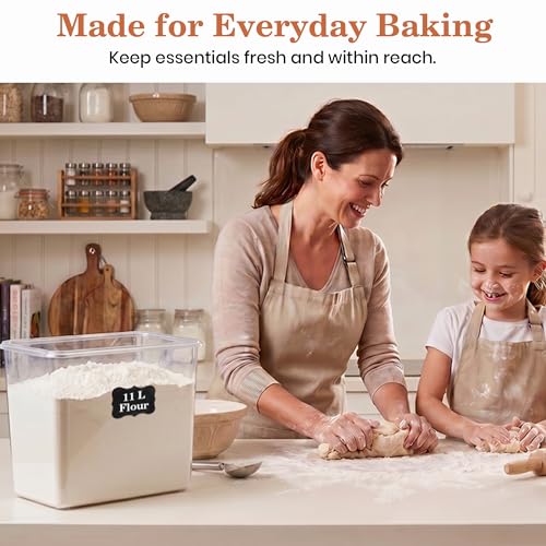 Extra Large Flour Sugar Storage Containers Set – 11L | 372oz Airtight Flour Container with Easy Carry Handle, BPA-Free, Flour and Sugar Containers, Pantry Kitchen Canisters, Fits 14 lbs Flour