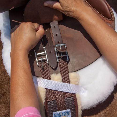 Duratech Shaped English Girth for Horses | Fleece Lined | Shaped Neoprene Outer | Nylon Reinforced, Center, Rings, and End - size: 52"