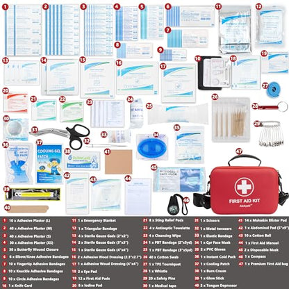 First Aid Kit 340 Piece, Premium Waterproof Hard Shell Medical Kit | Emergency First Aid Supplies and Survival Kit For Car, Home, Office, Travel, Camping, Sports, Outdoor, School - size: 340 Pieces