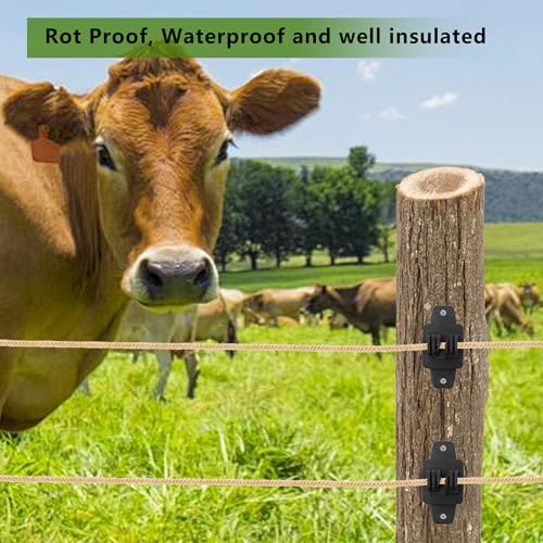 Electric Fence Insulators Wood Post Claw, Black, 50 Count