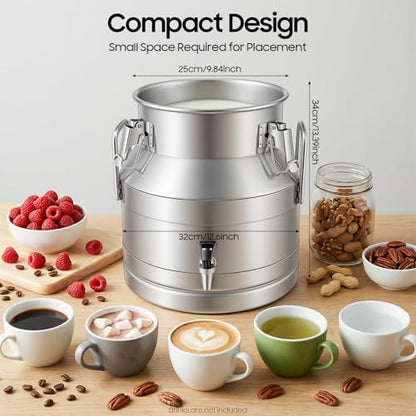 DYNAMI 5.3Gal Stainless Steel Milk Bucket with Faucet,Thickened Stainless Steel Milk Can with Sealing Lid,Large Liquid Container Storage,for Milk,Wine, Oil Storage Transport (20L/5.3Gal,w/Faucet) - size: 20L/5.3Gal