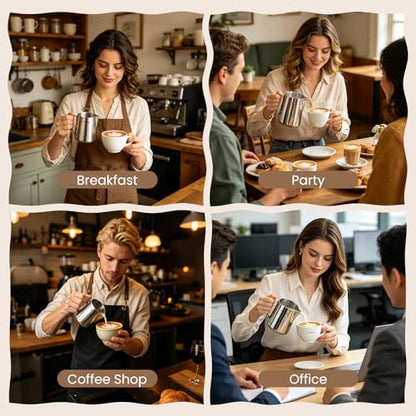 Dailyart Milk Frothing Pitcher Set 12oz/350ml+20oz/600ml Milk Frother Cup - size: 12 Ounces + 20.3 Ounces