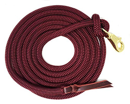 Double Braid Lead Rope with Eye Splice Loop, 12-14FT Lengths (Burgundy, 14 ft.) - color: Burgundy, size: 14 ft.