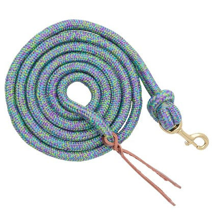 Weaver Equine 10' Horse Cowboy Lead Rope with Brass Snap - color: Dark Purple/Sky Blue/Lime Green