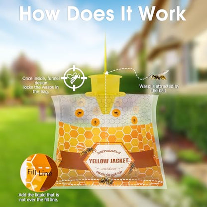 Outdoor Disposable Yellow Jacket & Wasp Traps 8 Pack - size: 8 Pack