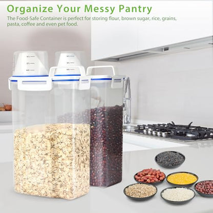 Viretec Rice Storage Container, 3 to 5Lbs Dry Food Airtight Container, Pet Dog Cat Food Canister, BPA Free Clear Plastic Kitchen and Pantry Organization Bin for Oatmeal, Grain, Cereal, Pasta, Flour - color: 3L/White