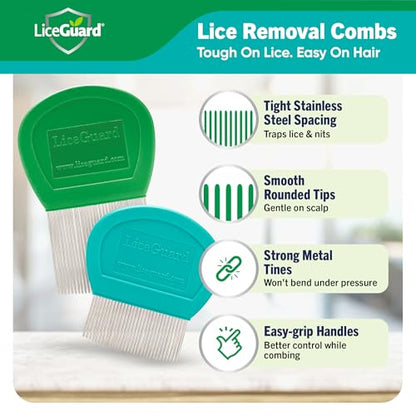 LiceGuard Lice Comb Kit, 2 x Stainless Steel Nit Combs, 1 x Magnifying Pick