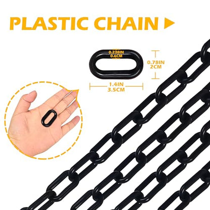 Ahniiqo120 Feet Plastic Barrier Chain Black,1.5-Inch Link Diameter Safety Barrier Chain，Large Plastic Chain，6MM Plastic Barrier Chain，Plastic Chain Links - color: Black, size: 1-1/2 in-120feet