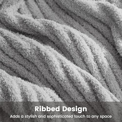 Snuggle Sac Fluffy Grey Blanket Twin Size, Soft Luxurious Knit Fuzzy Microfiber Blankets for Couch, Sofa, Bed, Grey, 60x80 inches - color: Grey, size: Twin(60"x 80")