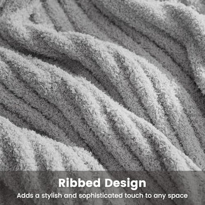 Snuggle Sac Fluffy Grey Blanket Twin Size, Soft Luxurious Knit Fuzzy Microfiber Blankets for Couch, Sofa, Bed, Grey, 60x80 inches - color: Grey, size: Twin(60"x 80")