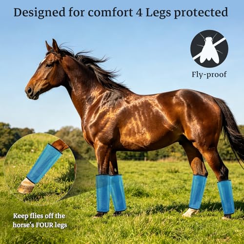 Mesh Horse Fly Boots, Blue, Set of 4 - color: Blue