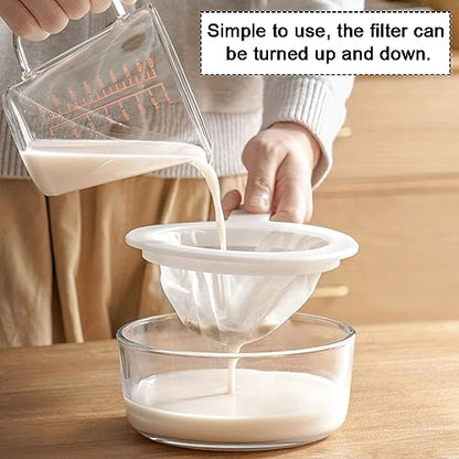 2pcs Mesh Fine Strainer, 200Mesh +400Mesh Ultra Kefir Sieve with Handle, Plastic Juice Yogurt Strainer, Fine Meshs Colander for Straining Cocktail, Nut Milk, Yogurt, Honey, Wine. Coffee, Kefir