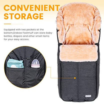 Orzbow Stroller Footmuff, Universal Baby Bunting Bag, Weather-Proof Blanket - color: Dark Grey