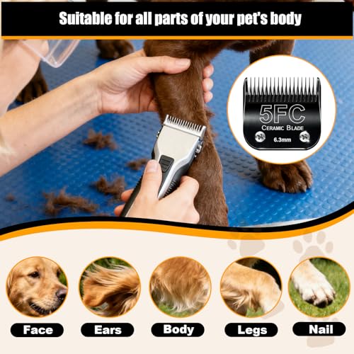 3PCS 5FC Dog Grooming Blades Replacement Compatible with Andis Dog Clippers | Dog Clipper 5F Blades Compatible with Most Oster A5 Wahl KM Series Pet Clippers,Black - size: Black(5FC)