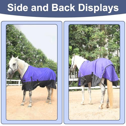 600D Horse Blanket, 0g No-Fill Waterproof Turnout Rain Sheet - color: Violet/Black, size: 75"