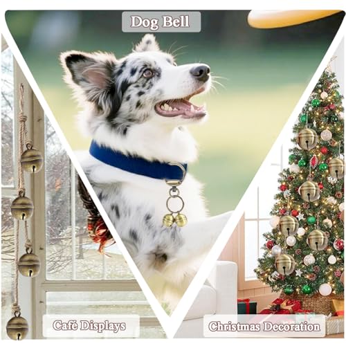 2 Extra-Loud Copper Dog Bells for Medium-Large Dog Collars - color: Glossy Bronze, size: Large