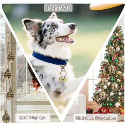 2 Extra-Loud Copper Dog Bells for Medium-Large Dog Collars - color: Glossy Bronze, size: Large