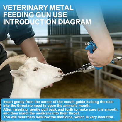 30ml Adjustable Livestock Drench Gun for Goats, Sheep & Cattle - color: Blue, size: 30M LWith Kettle