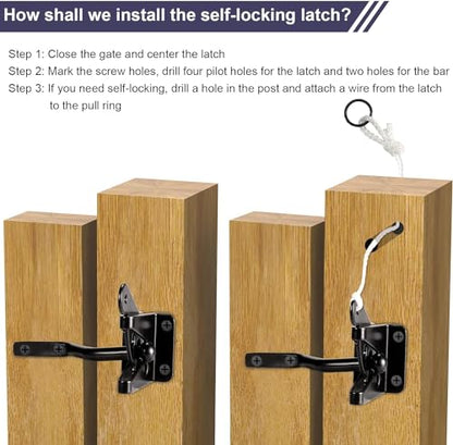 Anti Sag Gate Kit Heavy Duty No Sag Kit Gate Corner Brace Bracket for Wooden Gate Fence with a Self-Locking Gate Latch (No Sag Kit A - 2Set) - style: No Sag Kit A - 2Set