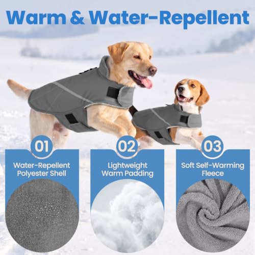 VIVAGLORY Dog Jacket Warm Snowrap Dog Winter Coat Vest, S, Grey - color: Grey, size: S(Chest: 18-22'')