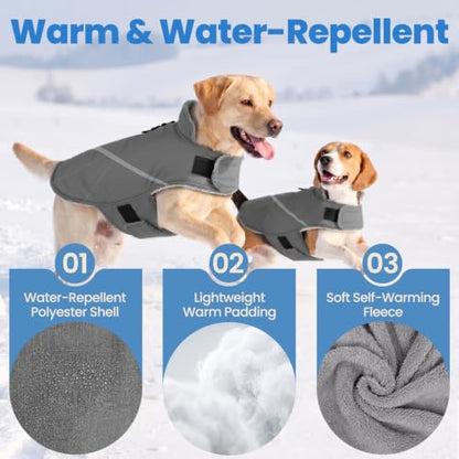VIVAGLORY Dog Jacket Warm Snowrap Dog Winter Coat Vest, S, Grey - color: Grey, size: S(Chest: 18-22'')