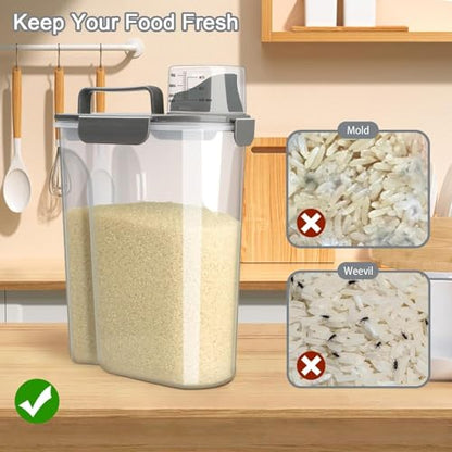 Komzon Rice Storage Containers, 20 LB Rice dispenser with Pouring Spout Large Bin for Flour, Pasta, Grain and Baking, Pet Dog Cat Bird Food Container Grey - color: 20lb grey