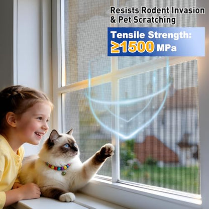 MAGZO 304 Stainless Steel Mesh Window Screen Roll 47in x 10ft - 22 Mesh - color: Black, size: 47" x10FT
