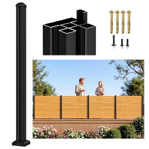1Pack 45" 3-Way Aluminum Fence Post, 1.8mm Thick Walls & 10mm Base - color: 1 Pack Black Fence Post, size: 45in