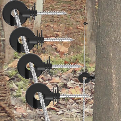 200 Pcs Black Electric Fence Insulator Screw-in Insulator Fence Ring Post Wood Post Insulator and 2 Pc Free Insulator Socket Tool (Grid System Accessories for Animal Husbandry Electronic)