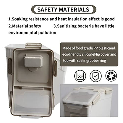 2 Pack 50 lb Airtight Flour Storage Containers with Wheels, Gray | Large Rice Bin with Wheels, Seal Locking Lid, BPA-Free, Includes Measuring Cup & Scoop, Kitchen Organization - color: Gray